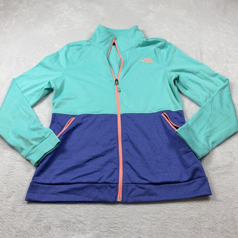 The North Face Full Zip Mock Neck Jacket Womens M Multicolor Colorblock Pockets